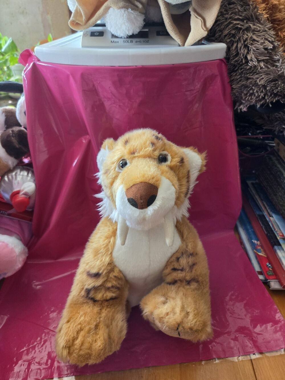 Sabertooth Tiger Plush BAB Prehistoric Cat Stuffed Animal Build a Bear 17"